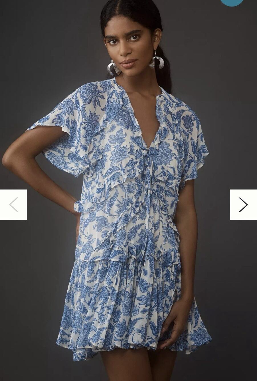 Maeve by Anthropologie V Neck Floral Asymmetrical Dress Women's Size S Fairy